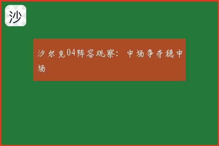 沙尔克04阵容观察：中场争夺稳中场